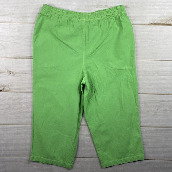 Cappagallo Pants Womens PM Green Capri 100% Cotton Pull On Drawstring - Picture 10 of 10
